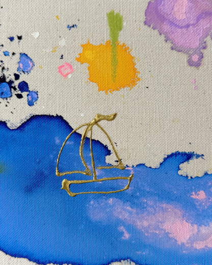 ICH WÜNSCH DIR Segelboot 40x40cm