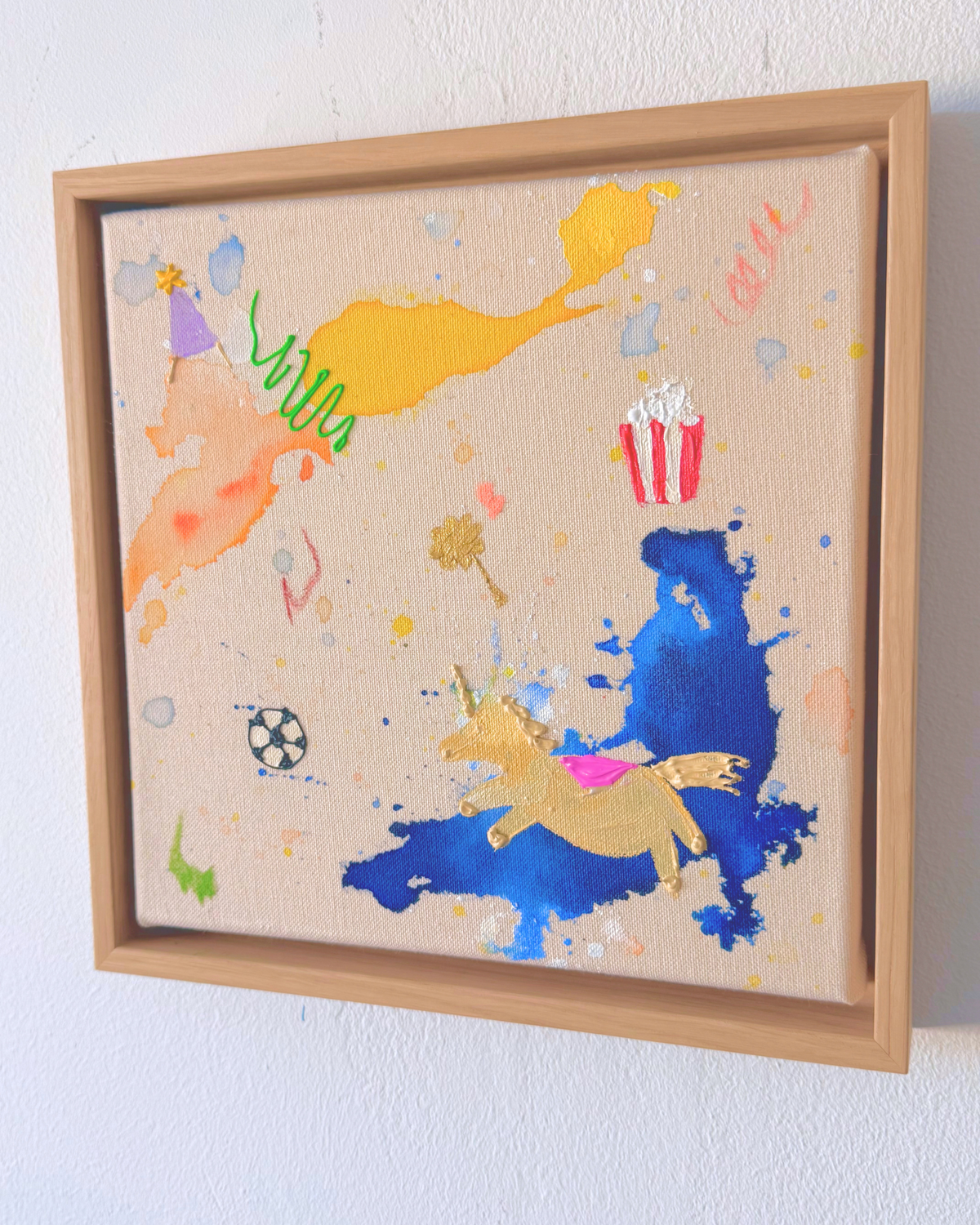 Ich wünsch dir Einhorn spielt Fußball 25x25cm