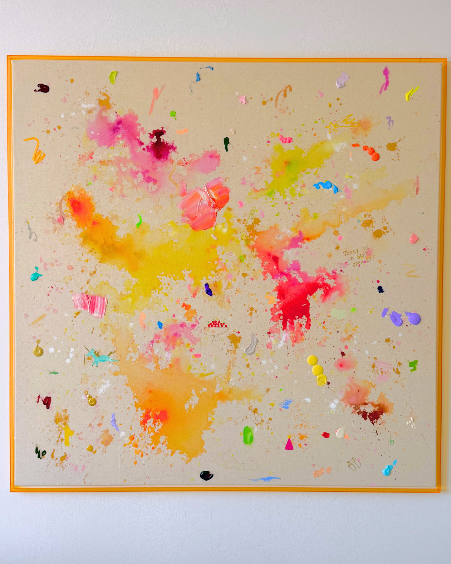 TODAY IS A GIFT, OPEN IT  120x120cm