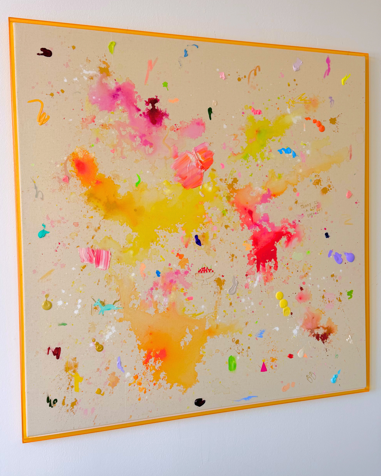 TODAY IS A GIFT, OPEN IT  120x120cm