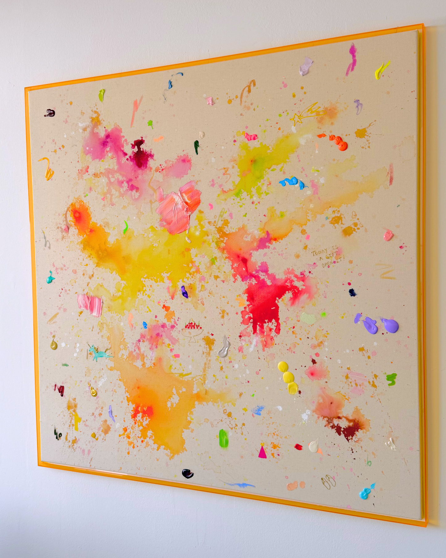 TODAY IS A GIFT, OPEN IT  120x120cm