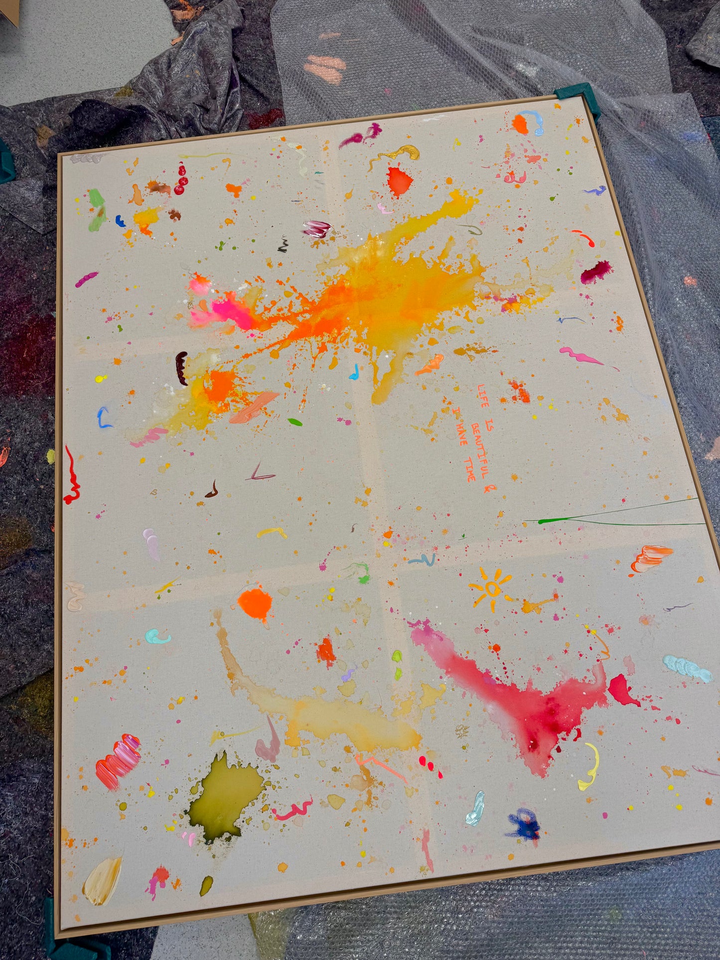 LIFE IS BEAUTIFUL & I HAVE TIME 180x140cm EXTRA TIEF